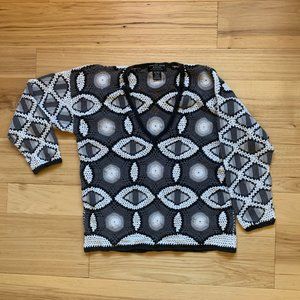 Black and White V-Neck Sweater